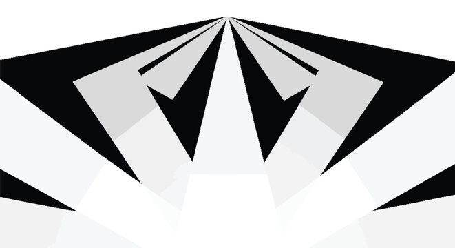 Abstract geometric pattern featuring converging black and white shapes