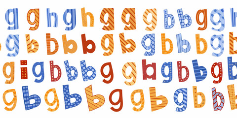 Colorful patterned letters g and b arranged in a repeating sequence © Ruhidas