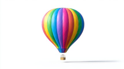 Fototapeta premium Colorful Hot Air Balloon Icon in Playful Style Floating Against White Background