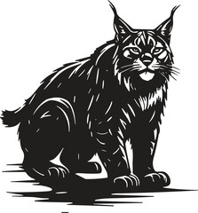 Obraz premium Lynx wild cat silhouette illustration, detailed forest predator animal vector artwork for wildlife design, nature logo, tattoo inspiration and outdoor themed graphics