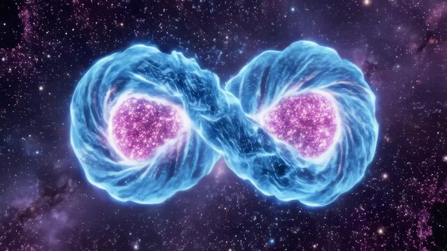 Luminous Binary Stars Colliding And Merging In A Deep Space Nebula