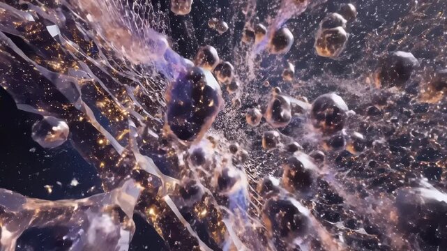 Abstract 3D Animation Of Graphene Molecular Structure Floating In Spac