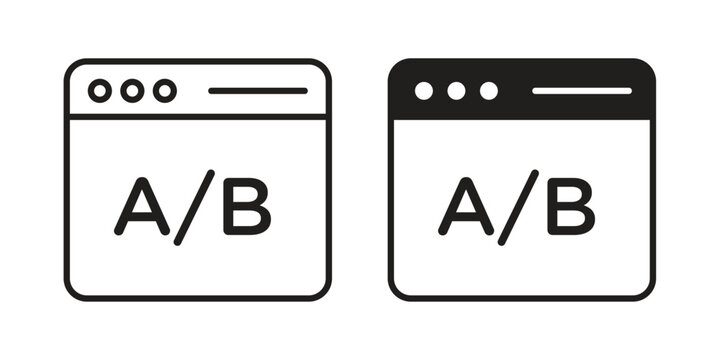 A B test icon symbol. Vector outline drawing. Editable stroke.