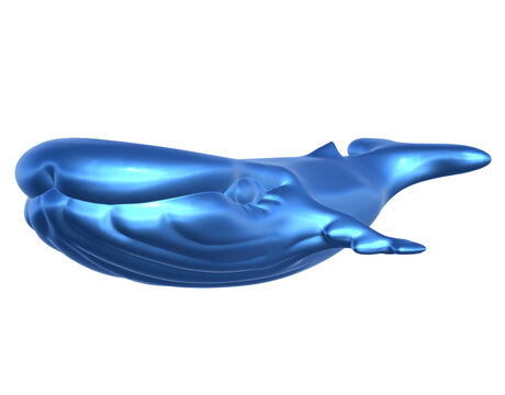 Y2K Blue Chrome Whale Frutiger Aero Futurism Nostalgia 3D Render