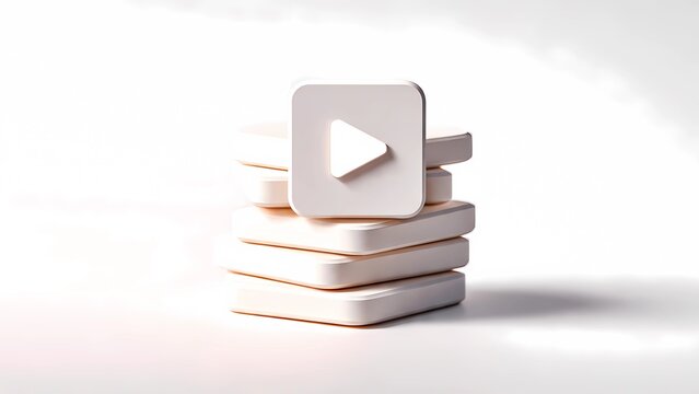 minimal icon of small bite-sized learning modules represented as stacked cards with play symbol