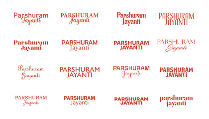 Happy Parshuram Jayanti Indian Religious festival typography design set. Happy Parshuram Jayanti text. Vector illustration. © RMAKE