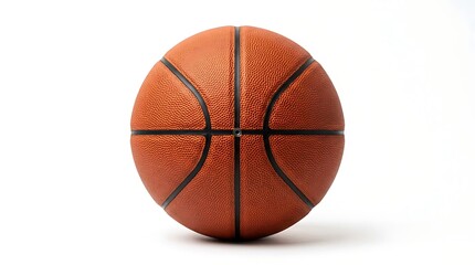Fototapeta premium High-quality image of a standard orange basketball with black stripes on a white background, Perfect for sports-related projects