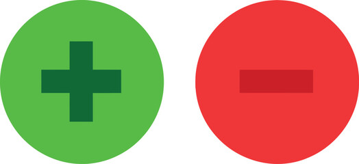 Obraz premium Plus and Minus Signs Vector Icons Set for Web Buttons and UI Design