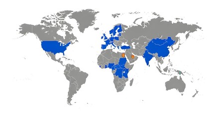 Obraz premium Global map with highlighted regions