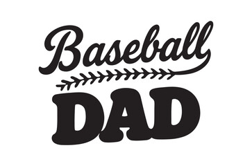 Fototapeta premium Baseball dad typography with decorative stitching and bold lettering