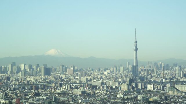 アイリンクタウン市川から見た富士山と東京スカイツリー