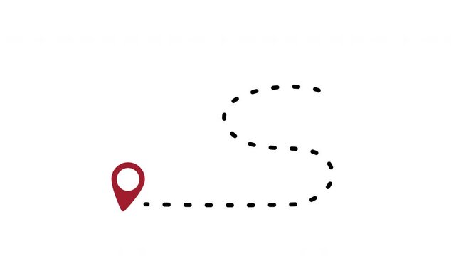 Animated destination, path, and route icon showing map, location pin