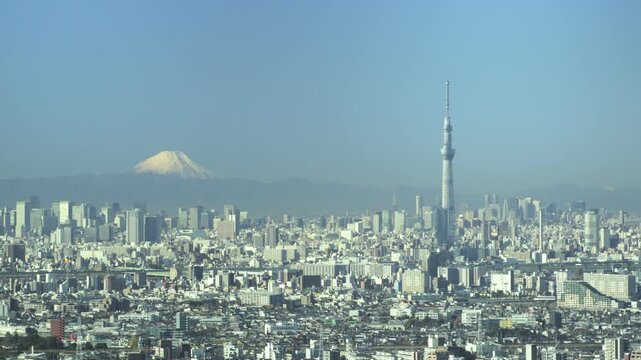 アイリンクタウン市川から見た富士山と東京スカイツリー