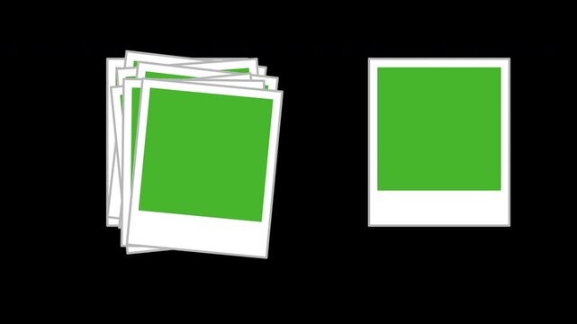 Stacking two piles side by side of blank polaroid photo frames