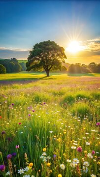 Softly filtered light dances across a lush meadow in Alnwick Pastures on a spring morning