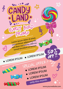 candy poster flyer doodle marker marketing template