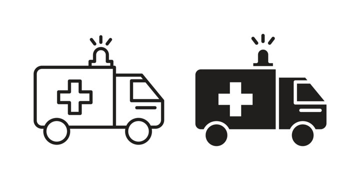 Ambulance icon for mobile application, button and website design.