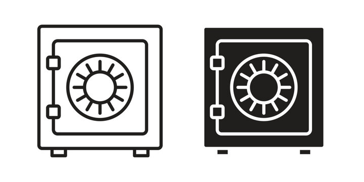 Bank vault icon for mobile application, button and website design.