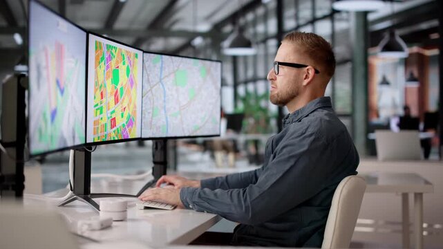 Urban Planner Studying Zoning Maps