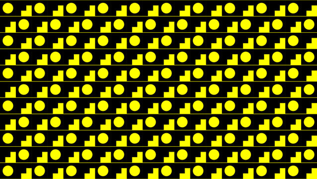 Abstract Pattern with Yellow Circles and Squares on Black vector background