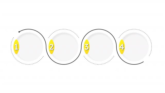 Content strategy infographic 4 steps template animation. Efficiency workflow. Sequence options HD video. Animated blank diagram visualization. Process layout empty design element. Motion graphics