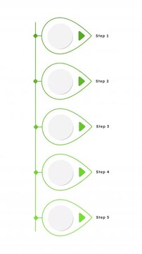 Professional management infographic 5 steps template animation. Sequence options HD video. Animated blank diagram visualization. Process layout empty design element. Motion graphics