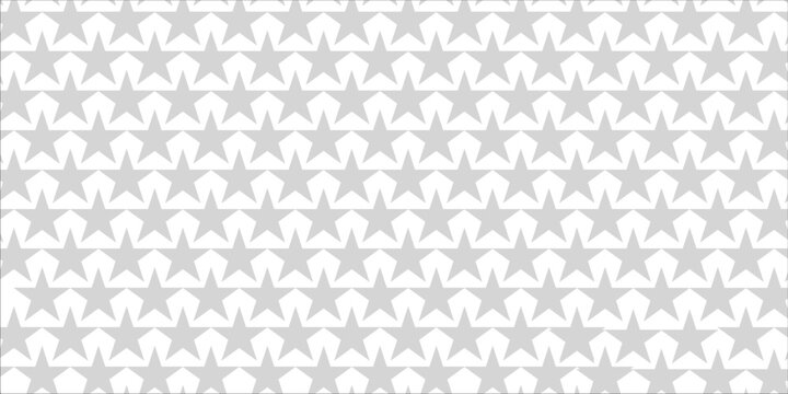 A seamless repeating pattern featuring grey stars arranged in a uniform grid on a clean white background, perfect for textiles, paper, and web design.