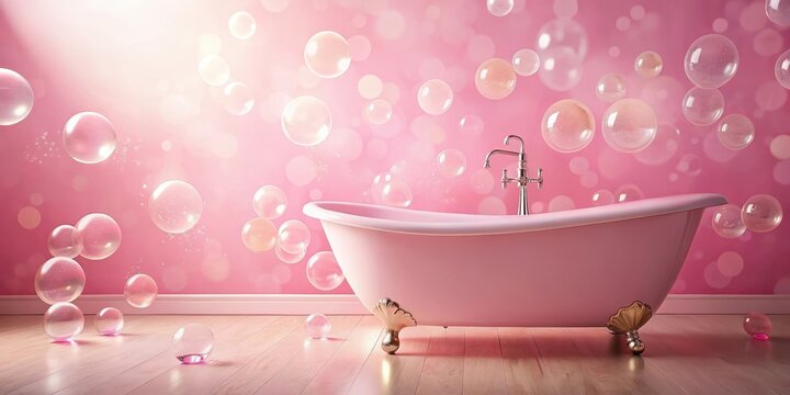 Soothing pink bubble bath , healing, therapy,  healing, therapy, pampering, retro bathtub, water, pink foam