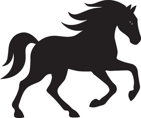 Obraz premium Horse Running Black Fill Vector Wild Animal Illustration On White Background