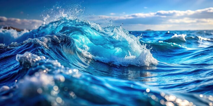 Turbulent blue waters with ripples and waves in slow motion blur background , ocean, splash,  ocean, splash