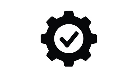 A black gear with a white checkmark inside a striking silhouette © Santa