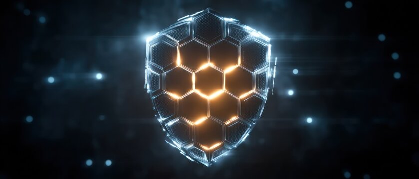 Abstract futuristic shield with hexagon pattern