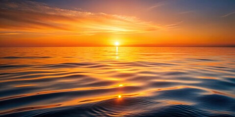 Obraz premium Serene orange water with gentle ripples on its surface, reflecting a warm sunset in the background, orange, ocean, orange