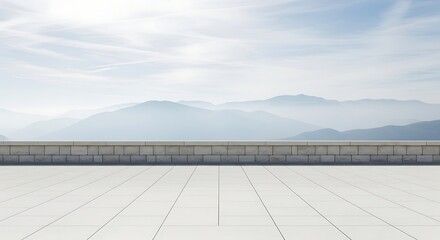 Fototapeta premium Empty concrete terrace with mountain view