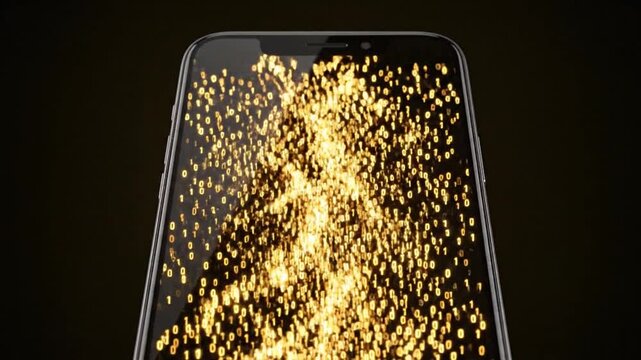 Access Granted on Smartphone Screen with Glowing Particles, Digital Security Concept.