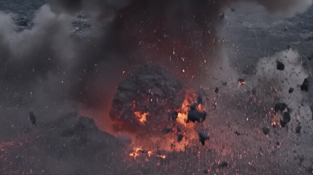 Powerful Volcanic Eruption Spewing Molten Lava And Massive Ash Clouds