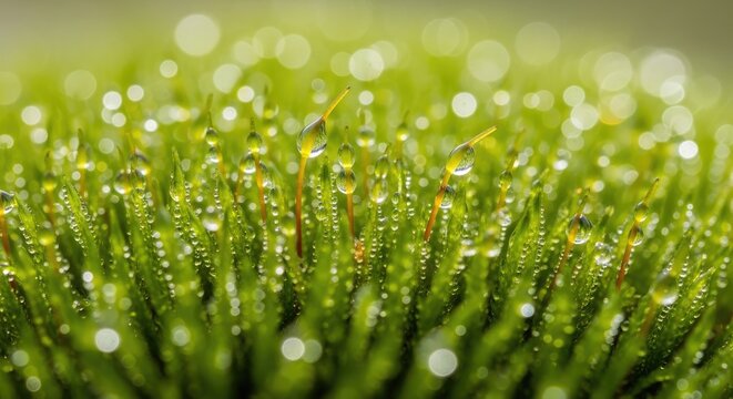 Close-up of vibrant green moss with water droplets.