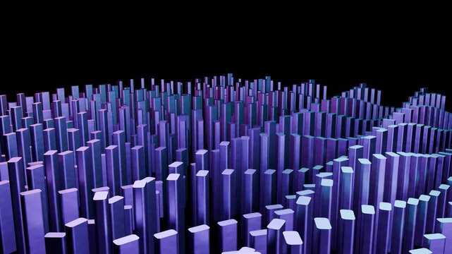 Dynamic Purple Teal Geometric Vertical Bars Abstract Motion Graphics Background - Seamless Loop Animation