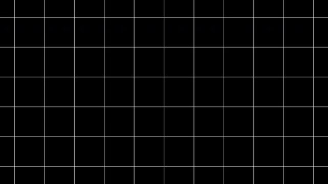 Minimal grid background animation. Clean white line grid pattern on black background. 4k video