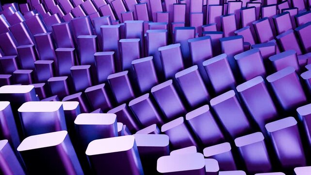 Dynamic Looping Purple Rectangular Prism Animation: Futuristic Abstract Geometric Motion Graphics Background