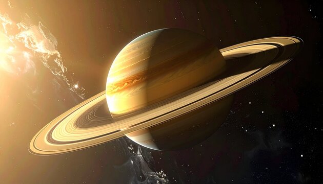 Saturns Majestic Rings - A Stunning View of the Ringed Planet.