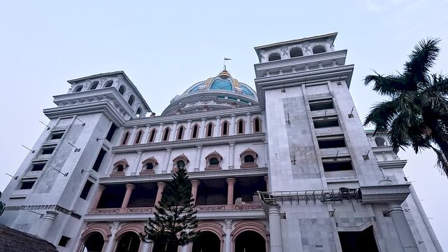 A panning view of the Hare Krishna temple in Nabadwip town, West Bengal. 