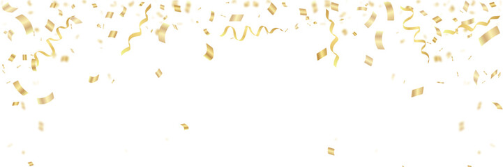 Fototapeta premium Golden Confetti Falling, Celebration Background, transparent png