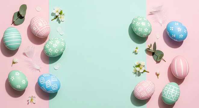A beautiful collection of spring easter eggs with floral patterns and pink ornaments creates a festive holiday vector illustration design for a nature themed card