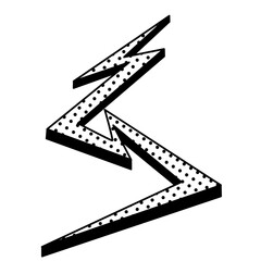 Fototapeta premium Vintage 80s-90s Memphis Style Lightning Bolt Element with Zigzag Pattern on Isolated Background