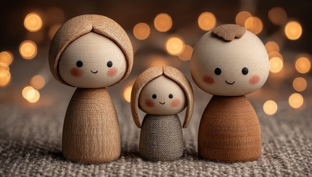 Carved wooden family figures alongside a judge's gavel. Family law, safeguarding, and justice