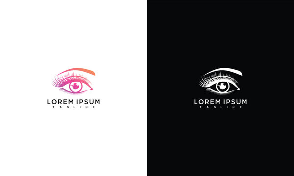 Modern Stylized Eye Logo Design with Gradient and Monochrome Versions