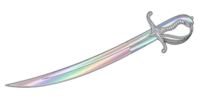 Iridescent fantasy sword with hilt.