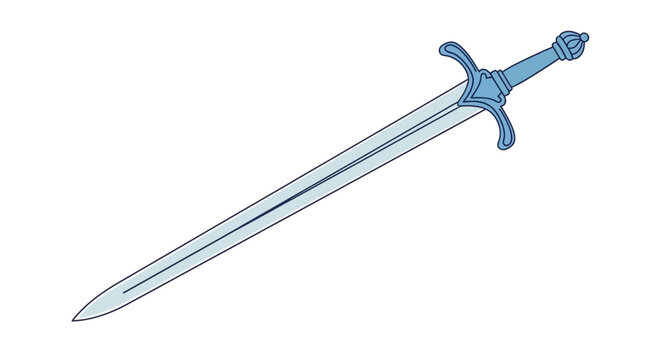Steel sword with blue handle.