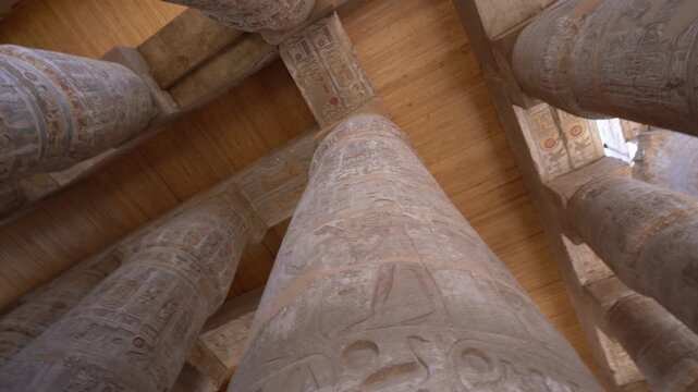 Luxor, Egypt -MARCH 10, 2026: Ancient egyptian temple hypostyle hall columns